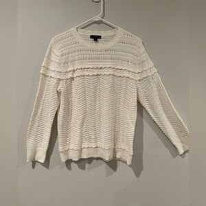 J.CREW Crewneck scalloped pointelle sweater - size M. Only worn one time!